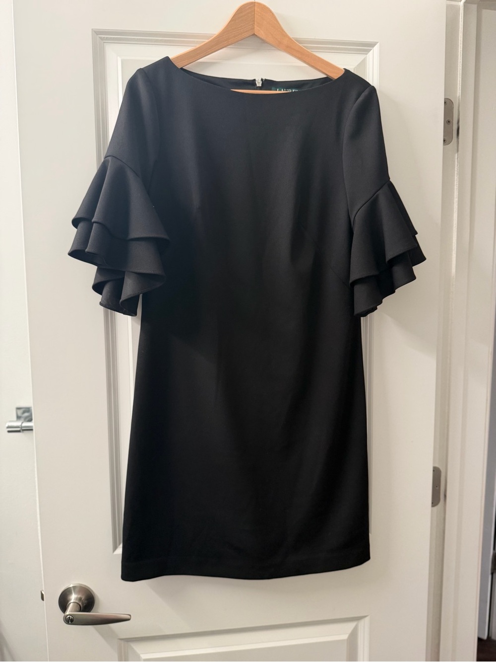 Lauren Ralph Lauren Black Tiered Ruffle Sleeve Midi Dress